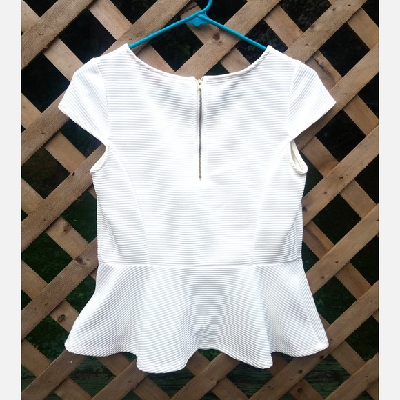 HP - Textured Cap Sleeve Peplum Top Blouse Shirt - Picture 4 of 7